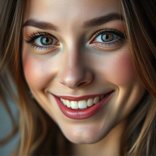 Close-up van een lachende vrouw tijdens een portretsessie