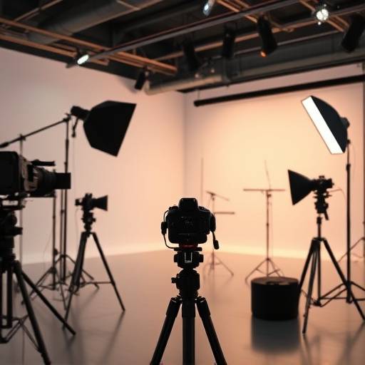 Interieur van Studio Lumina met camera's en belichting
